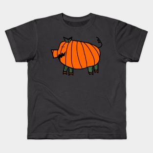 Halloween Horror Pumpkin Pig Kids T-Shirt